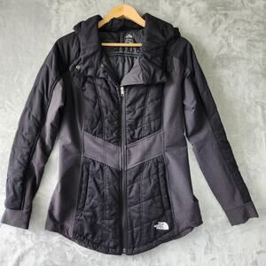 The North Face Jacket Womens Size Medium Black Pseudio Quilted Stretch Full Zip